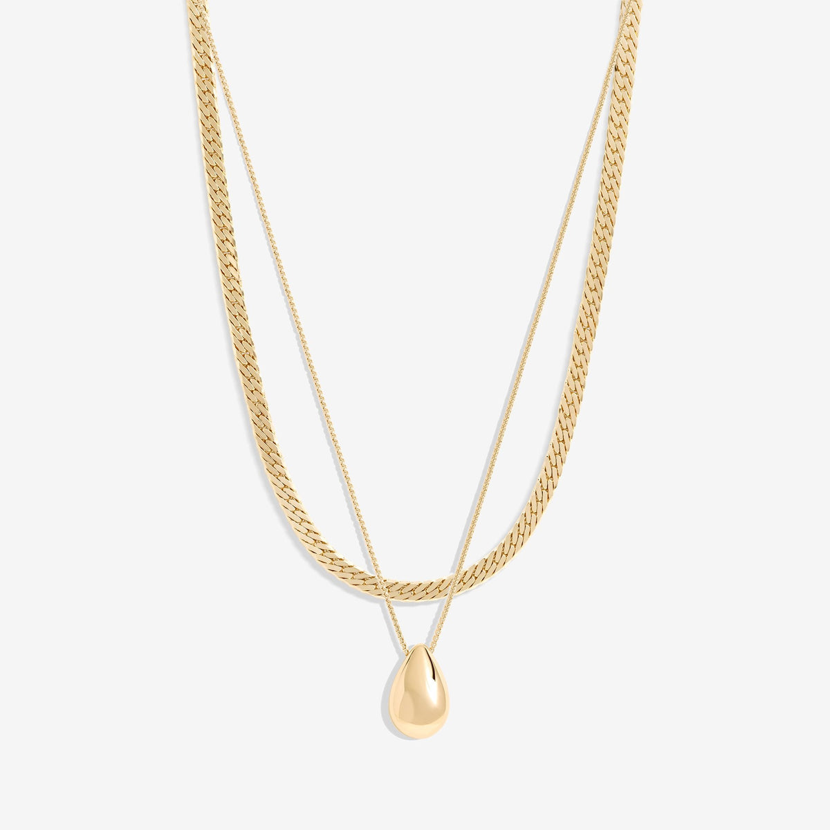 Mood Gold Polished Dome Layered Chain Pendant Necklace - Pack Of 2