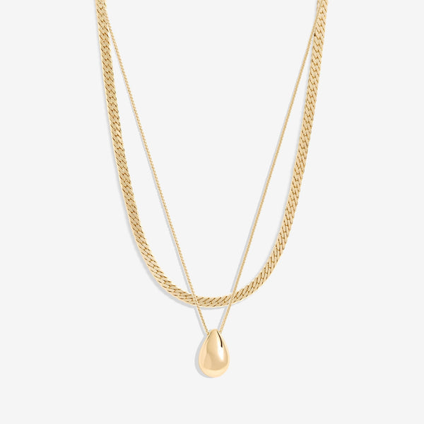 Mood Gold Polished Dome Layered Chain Pendant Necklace - Pack Of 2