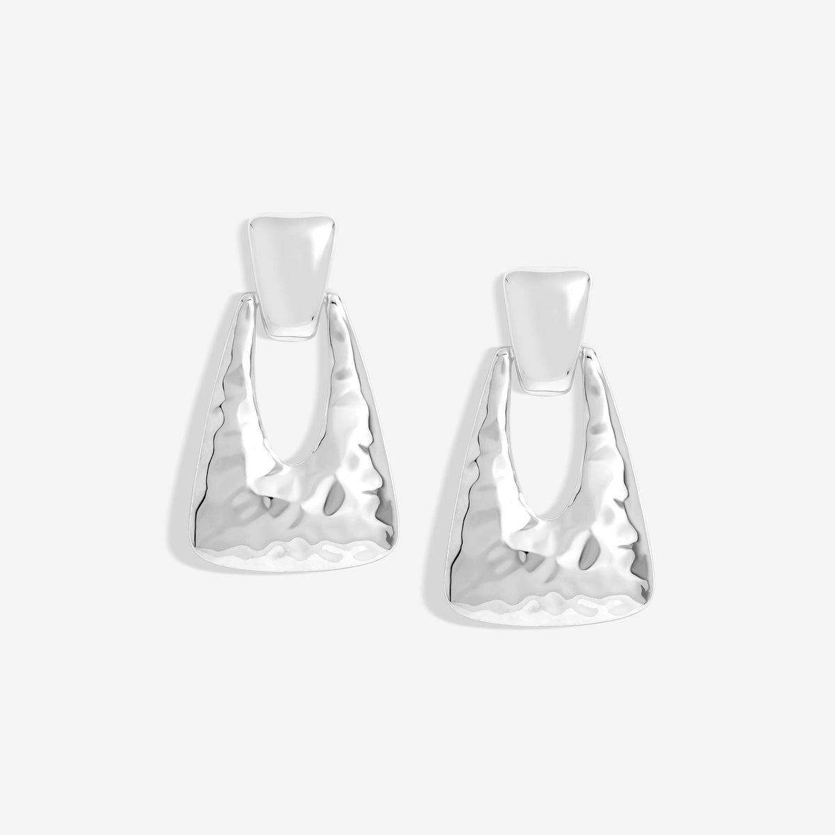 Mood Silver Hammered Doorknocker Drop Earrings