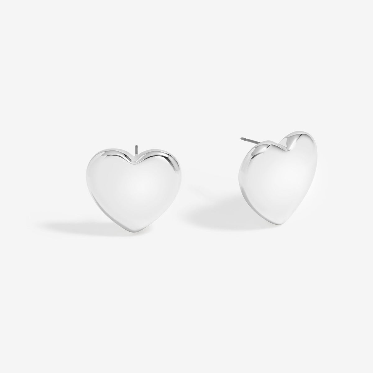 Mood Silver Polished Puffed Heart Stud Earrings