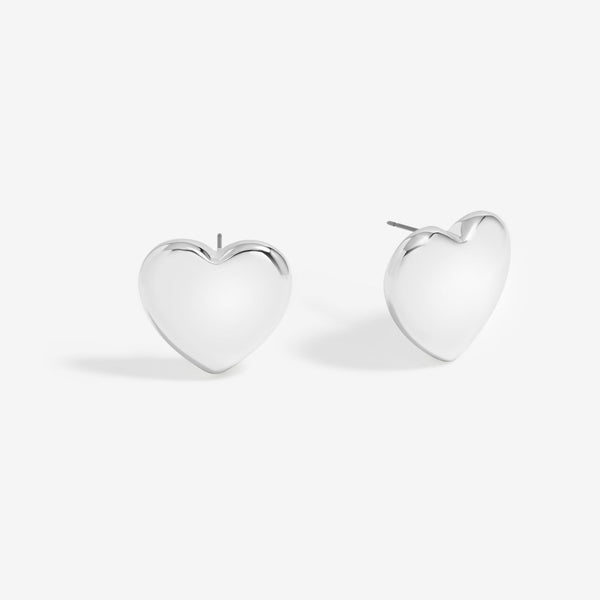 Mood Silver Polished Puffed Heart Stud Earrings