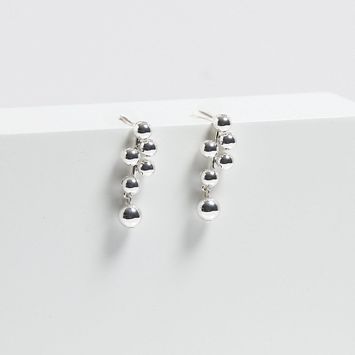 Mood Silver Polished Bubble Drop Earrings