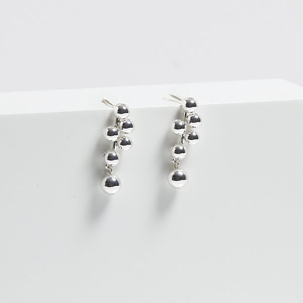 Mood Silver Polished Bubble Drop Earrings