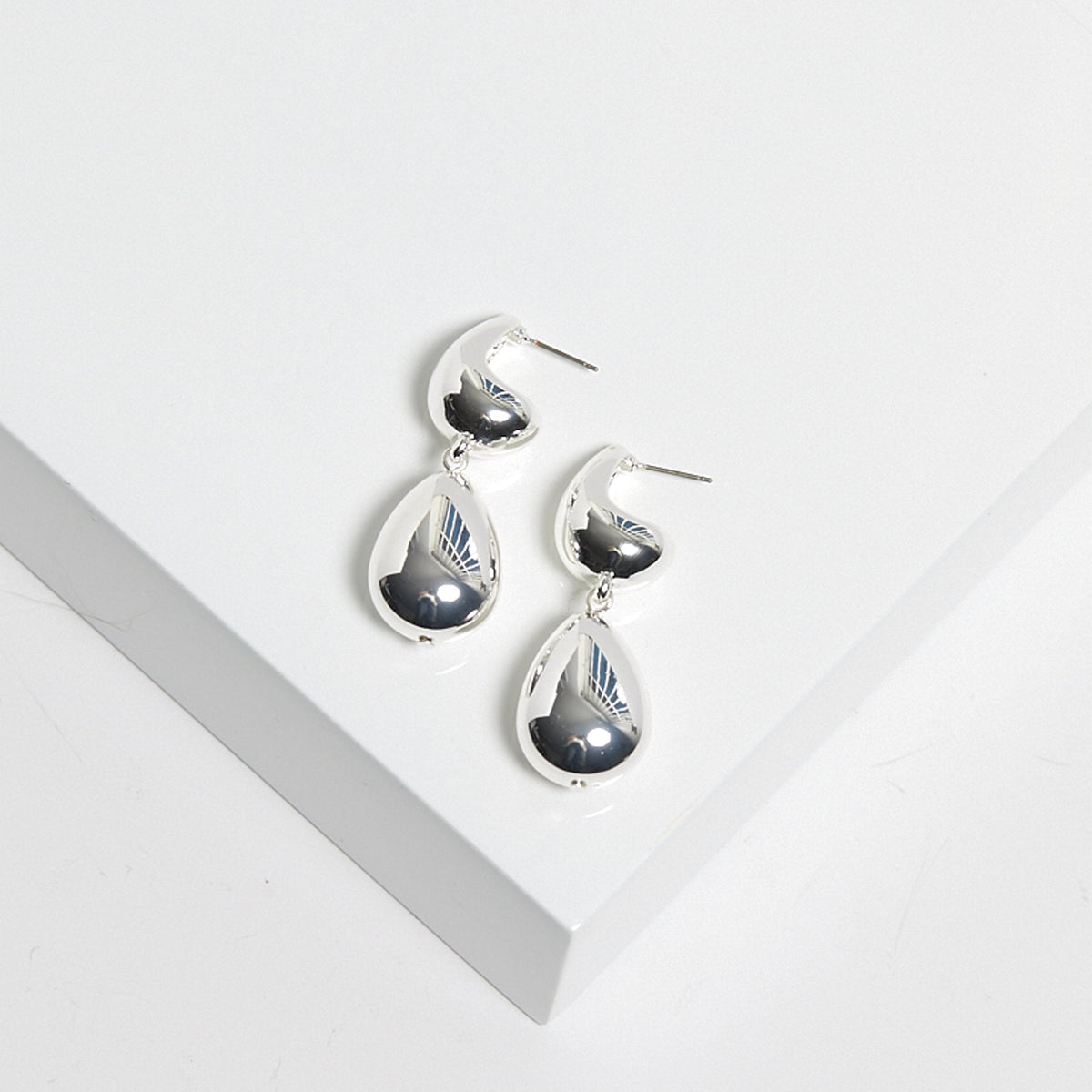 Mood Silver Polished Dome Orb Hoop Earrings