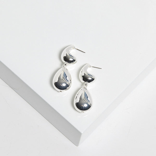 Mood Silver Polished Dome Orb Hoop Earrings