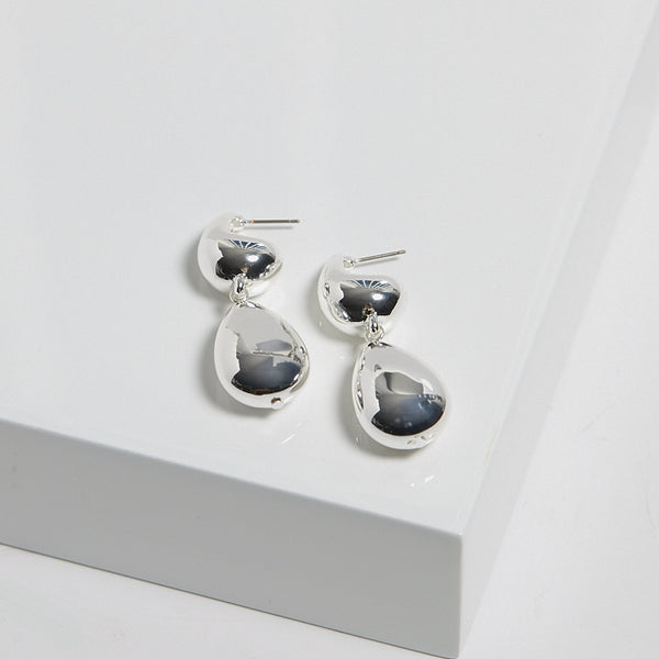 Mood Silver Polished Dome Orb Hoop Earrings