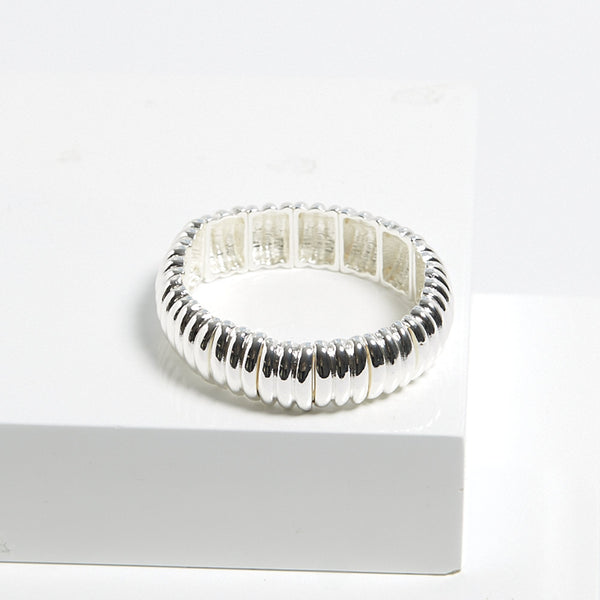 Mood Silver Ridged Stretch Bracelet