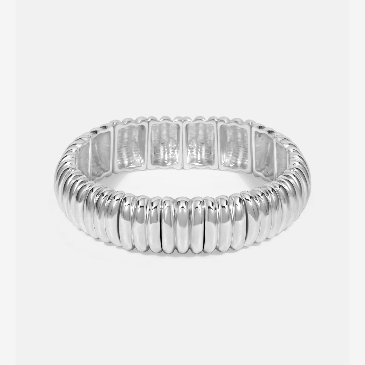 Mood Silver Ridged Stretch Bracelet
