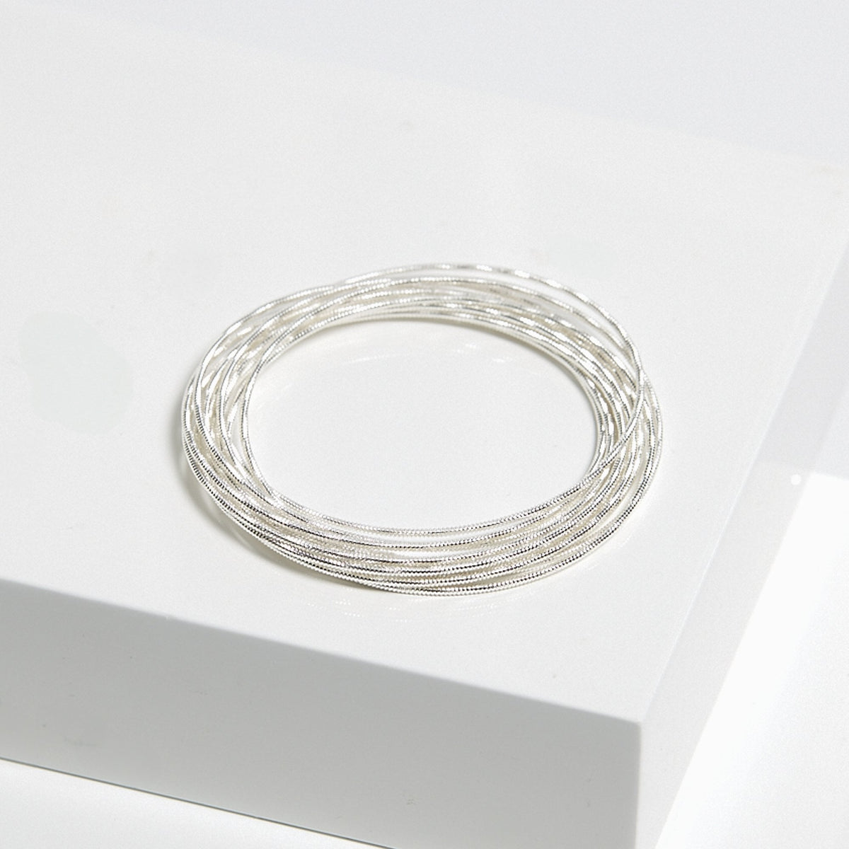 Mood Silver Ridged Polished Multi Bangles