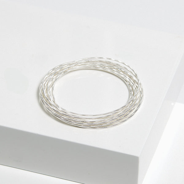 Mood Silver Ridged Polished Multi Bangles