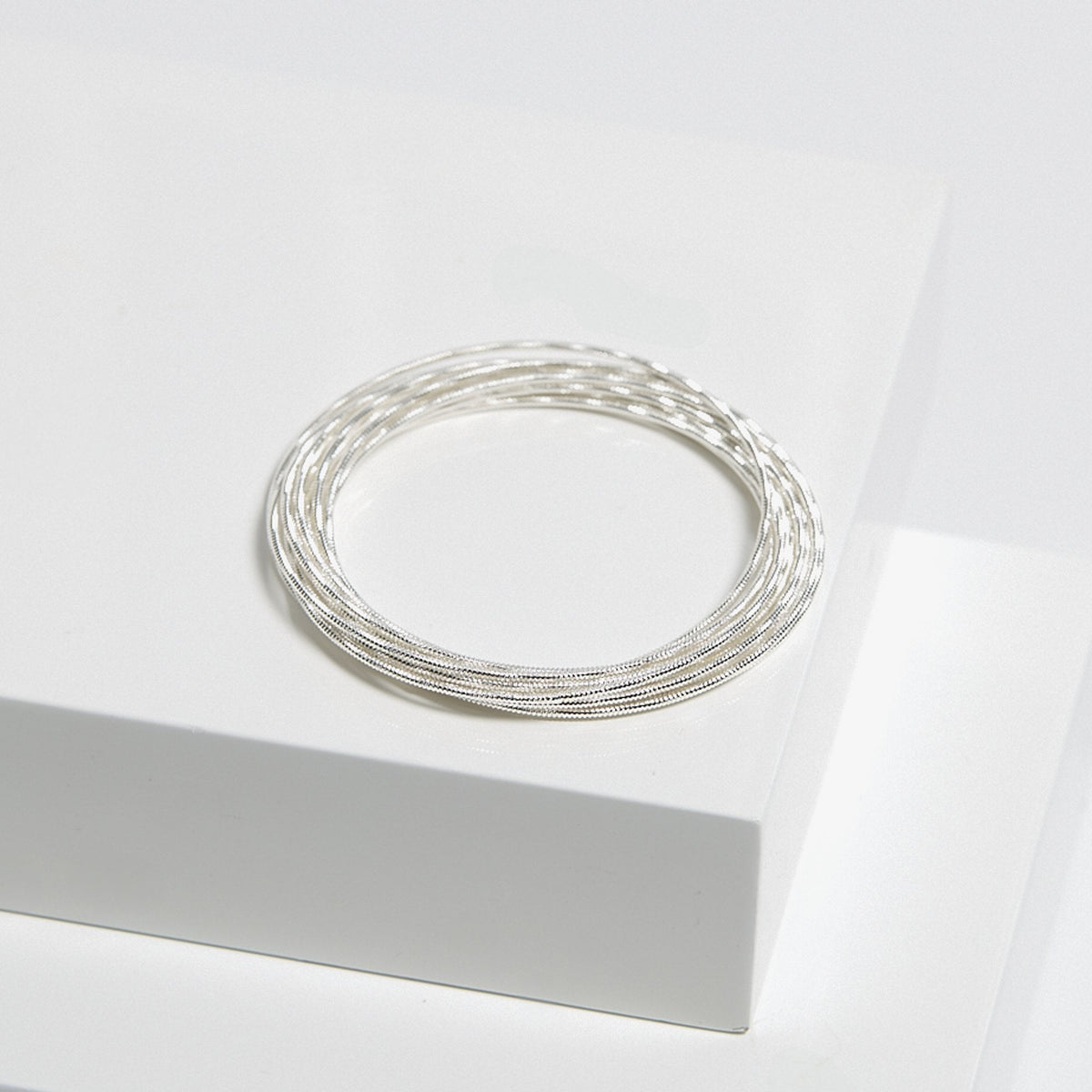 Mood Silver Ridged Polished Multi Bangles