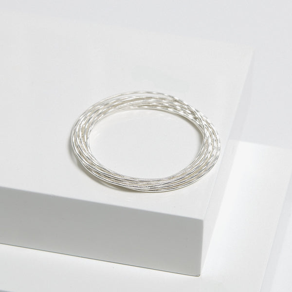Mood Silver Ridged Polished Multi Bangles