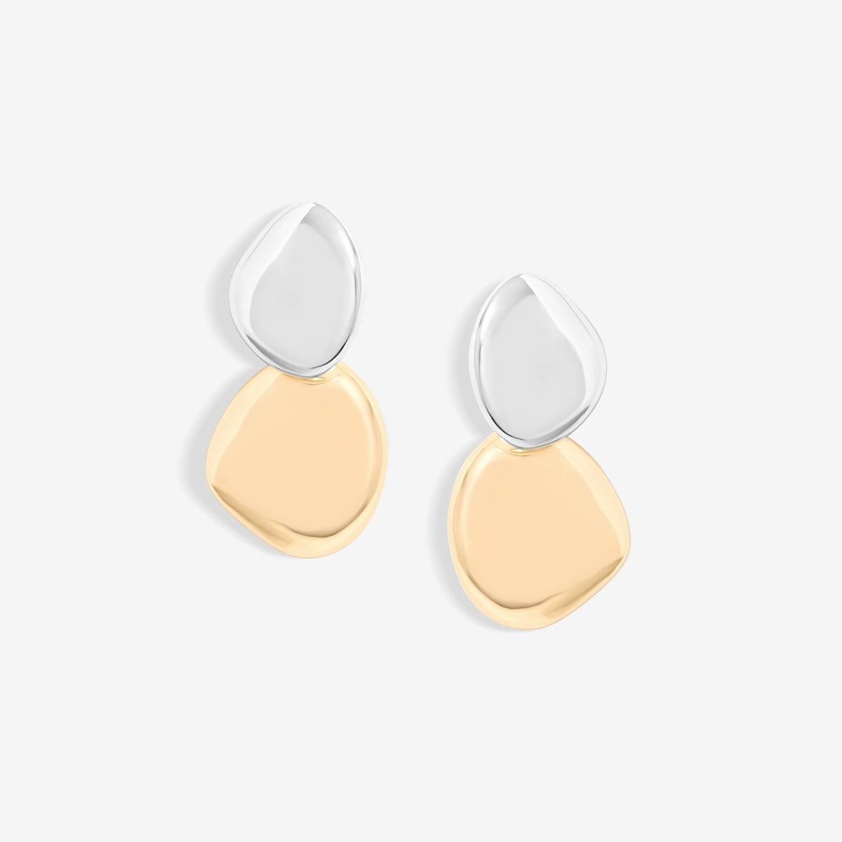 Mood Two Tone Polished Pebble Drop Earrings