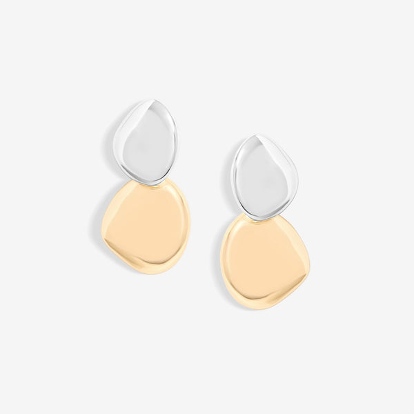 Mood Two Tone Polished Pebble Drop Earrings