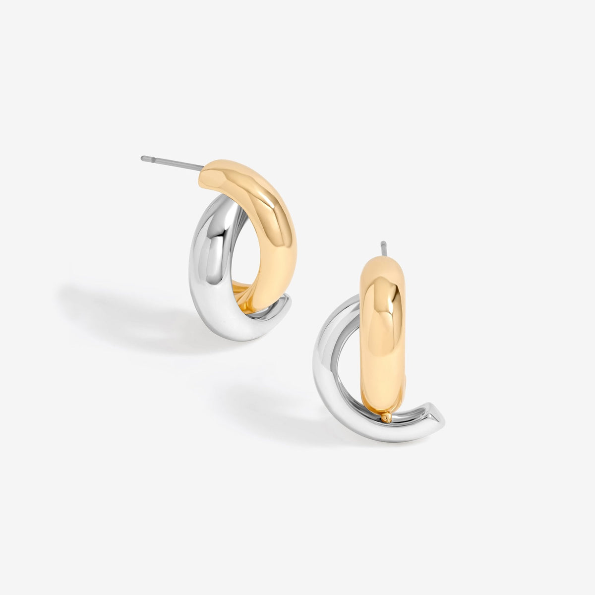 Mood Two Tone Polished Twist Hoop Earrings