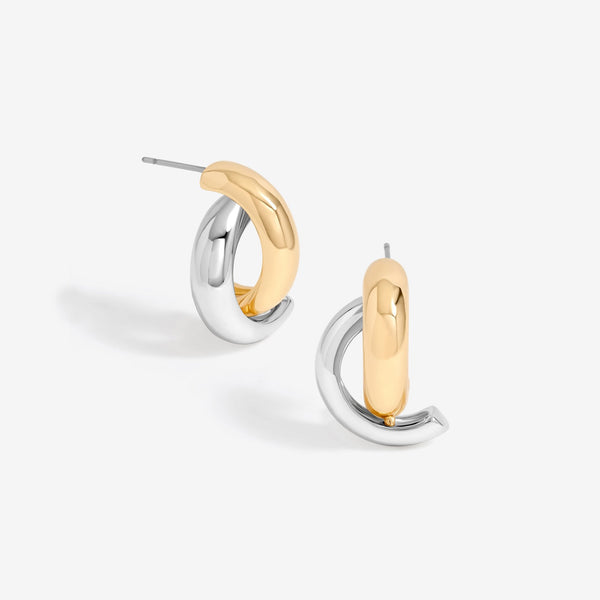 Mood Two Tone Polished Twist Hoop Earrings