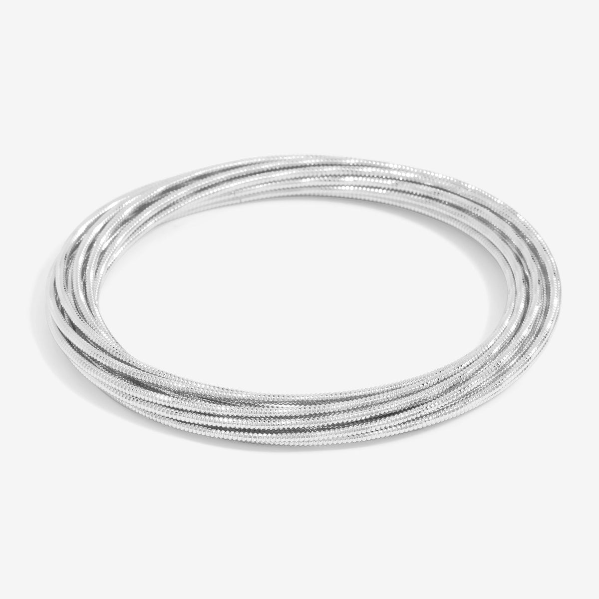 Mood Silver Ridged Polished Multi Bangles