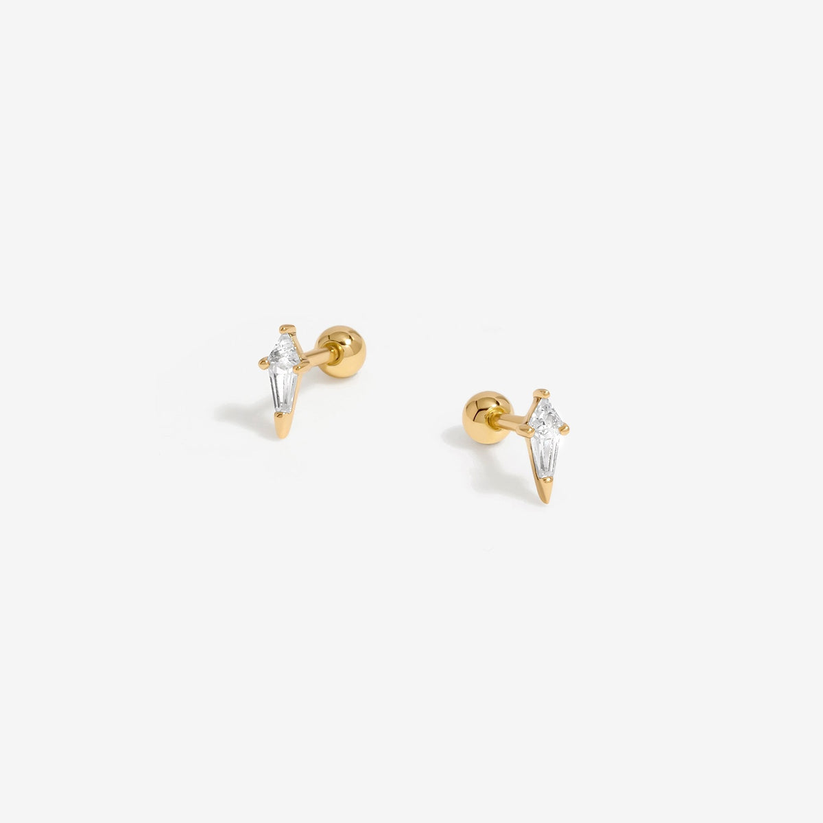 Inicio Gold Plated Mini Crystal Diamond Shape Stud Earrings - Gift Pouch