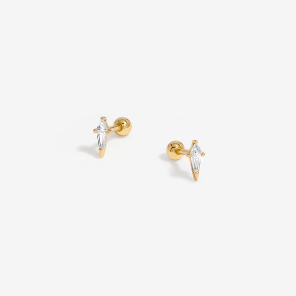 Inicio Gold Plated Mini Crystal Diamond Shape Stud Earrings - Gift Pouch