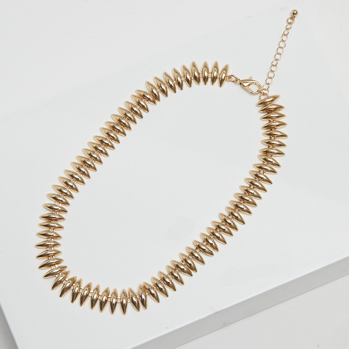 Inicio Gold Plated Polished Ridged Allway Necklace - Gift Pouch