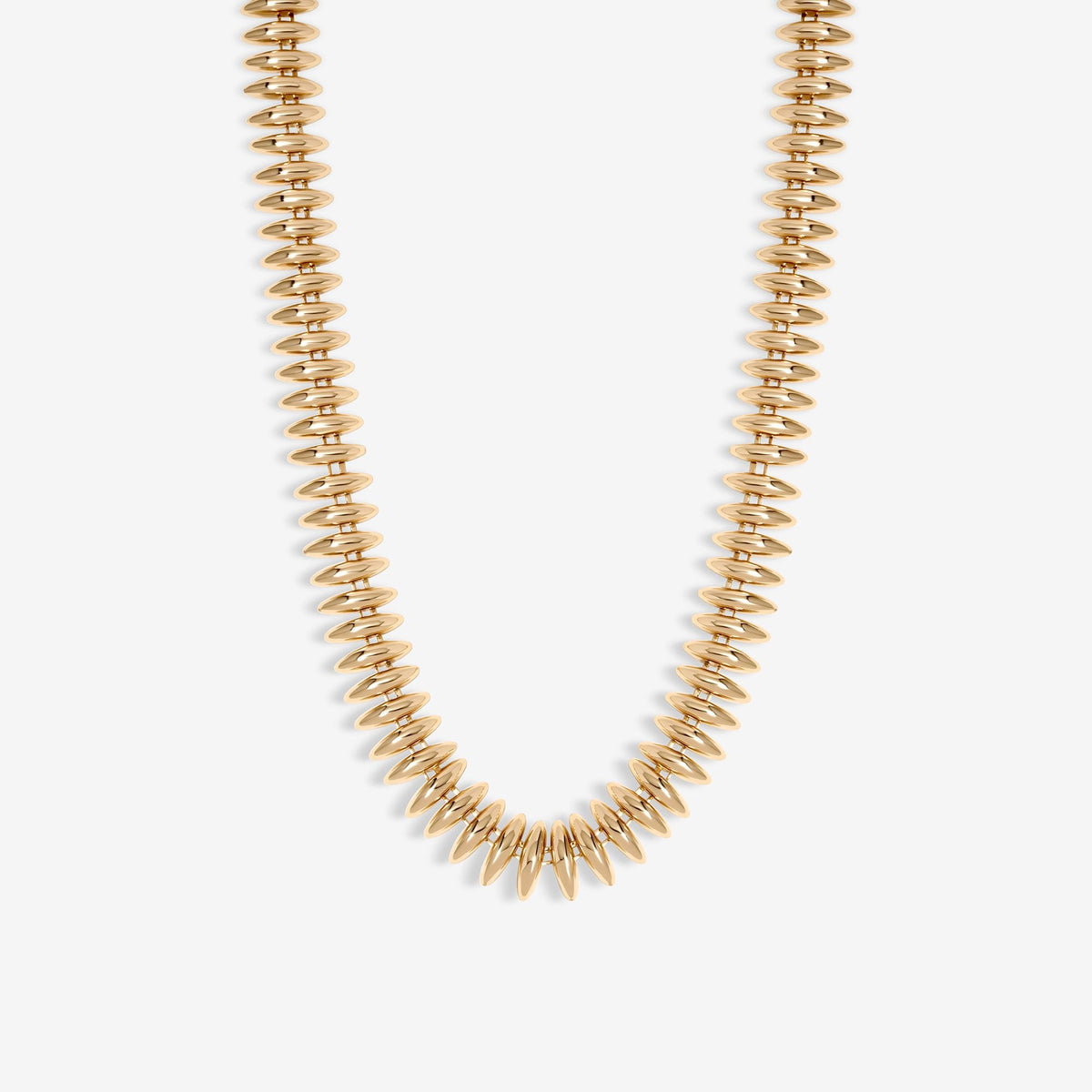 Inicio Gold Plated Polished Ridged Allway Necklace - Gift Pouch