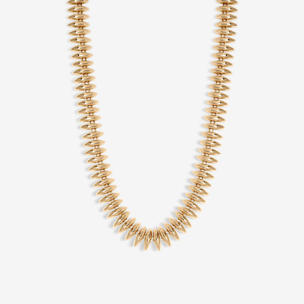 Inicio Gold Plated Polished Ridged Allway Necklace - Gift Pouch
