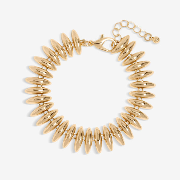 Inicio Gold Plated Polished Ridged Bracelet - Gift Pouch