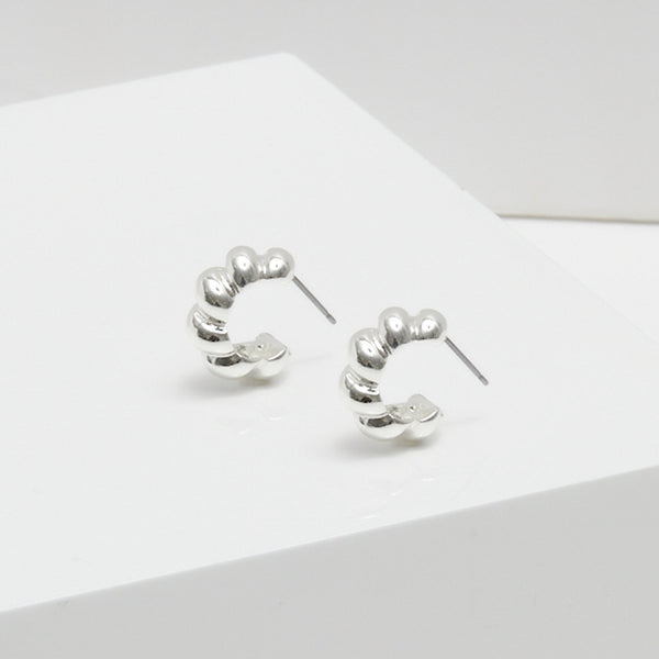 Inicio Silver Plated Twisted Polished Hoops - Gift Pouch
