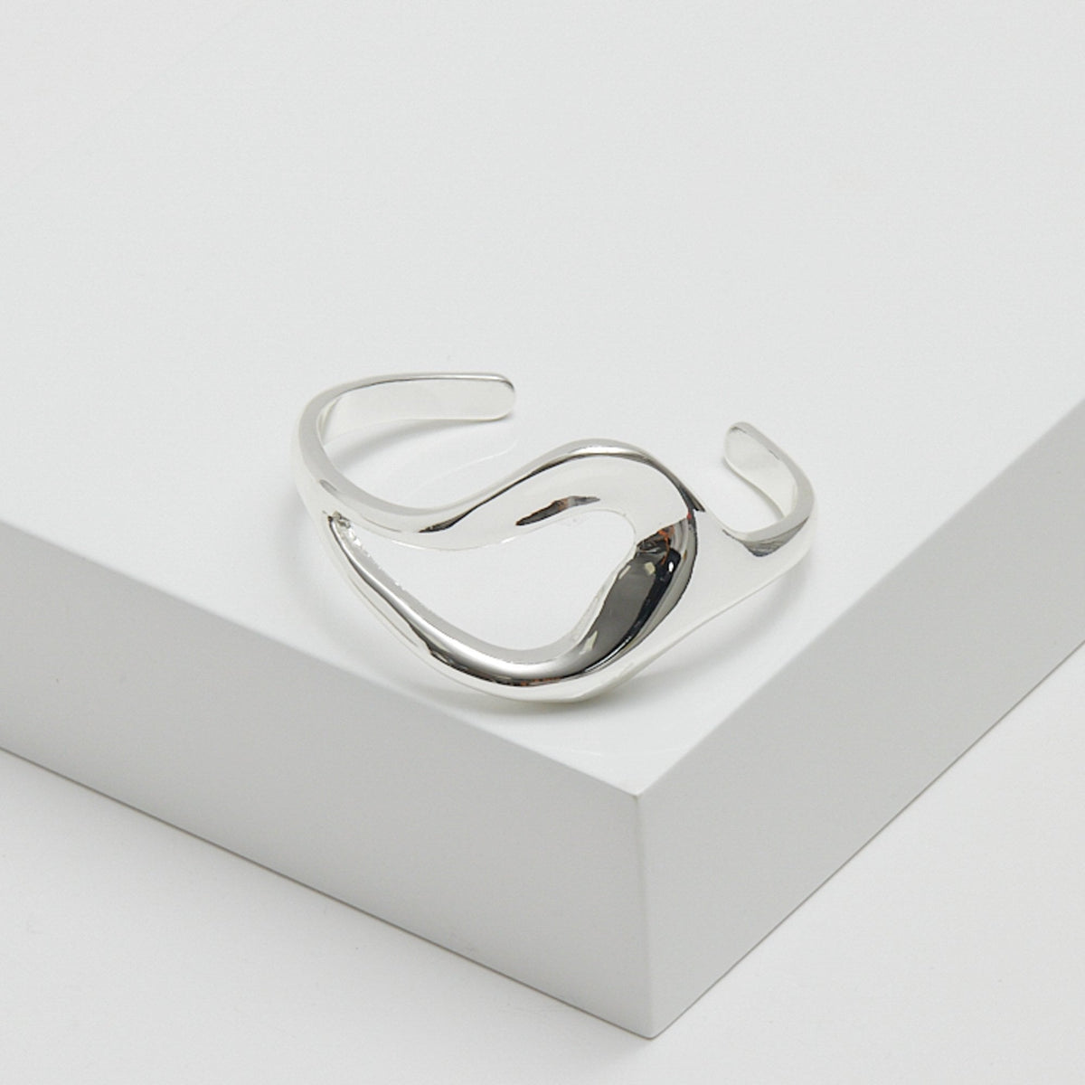 Inicio Silver Plated Molten Open Cuff - Gift Pouch