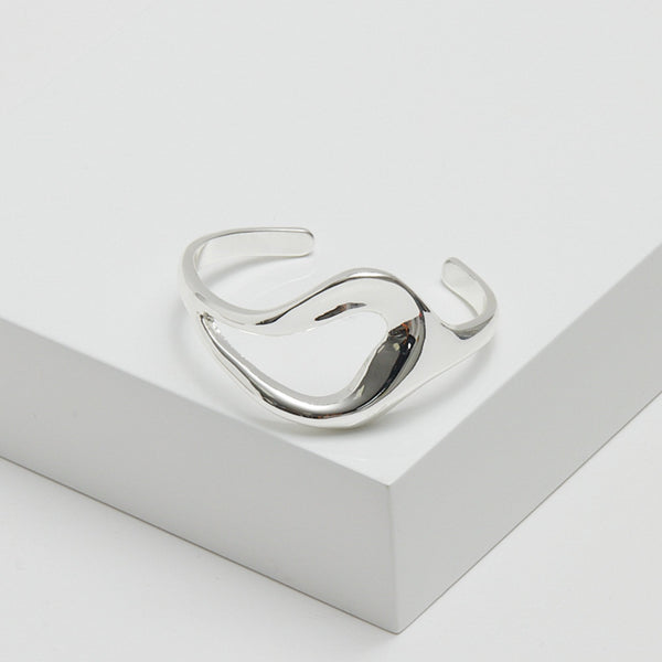 Inicio Silver Plated Molten Open Cuff - Gift Pouch
