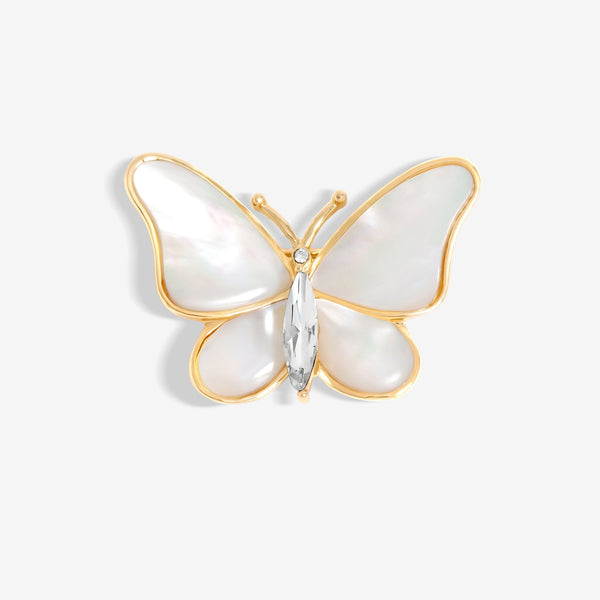 Jon Richard Gold Plated Mother Of Pearl Butterfly Brooch - Gift Boxed