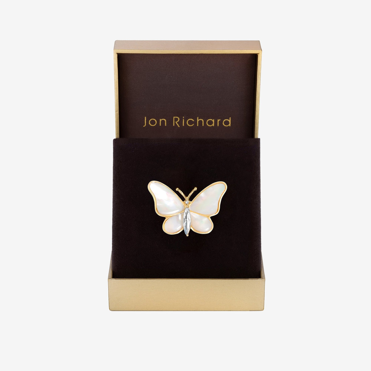 Jon Richard Gold Plated Mother Of Pearl Butterfly Brooch - Gift Boxed