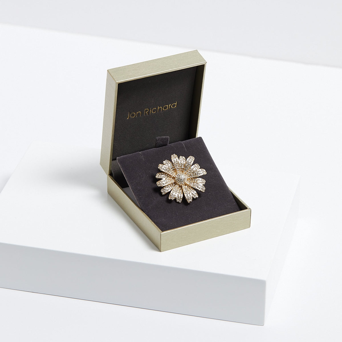 Jon Richard Gold Plated Crystal Flower Brooch - Gift Boxed