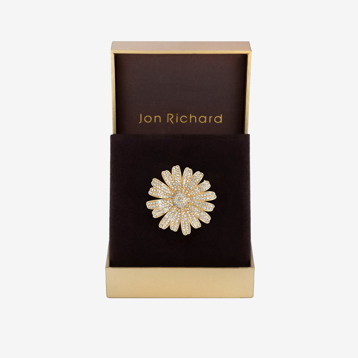 Jon Richard Gold Plated Crystal Flower Brooch - Gift Boxed