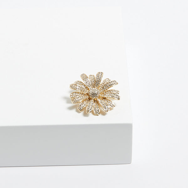 Jon Richard Gold Plated Crystal Flower Brooch - Gift Boxed