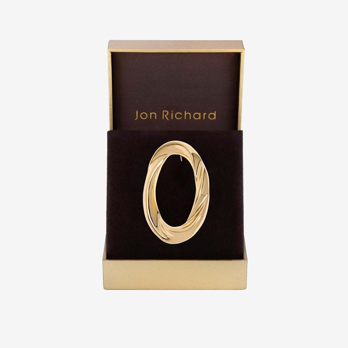 Jon Richard Gold Plated Open Polished Twist Brooch - Gift Boxed