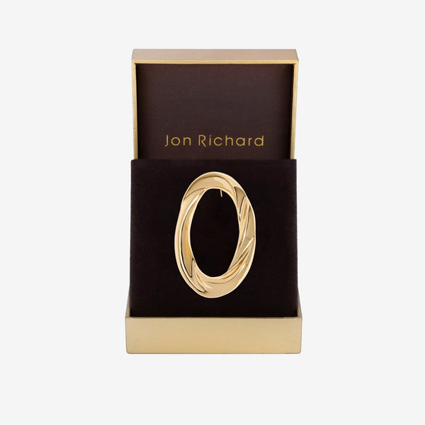 Jon Richard Gold Plated Open Polished Twist Brooch - Gift Boxed