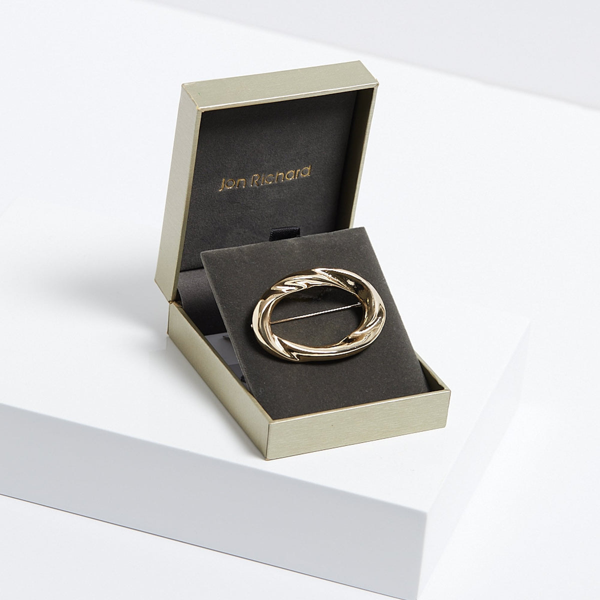 Jon Richard Gold Plated Open Polished Twist Brooch - Gift Boxed