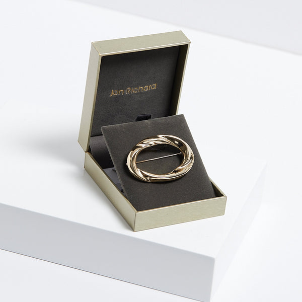 Jon Richard Gold Plated Open Polished Twist Brooch - Gift Boxed