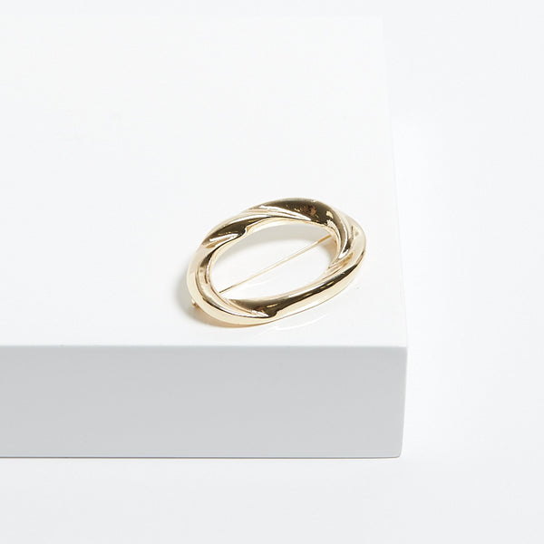 Jon Richard Gold Plated Open Polished Twist Brooch - Gift Boxed