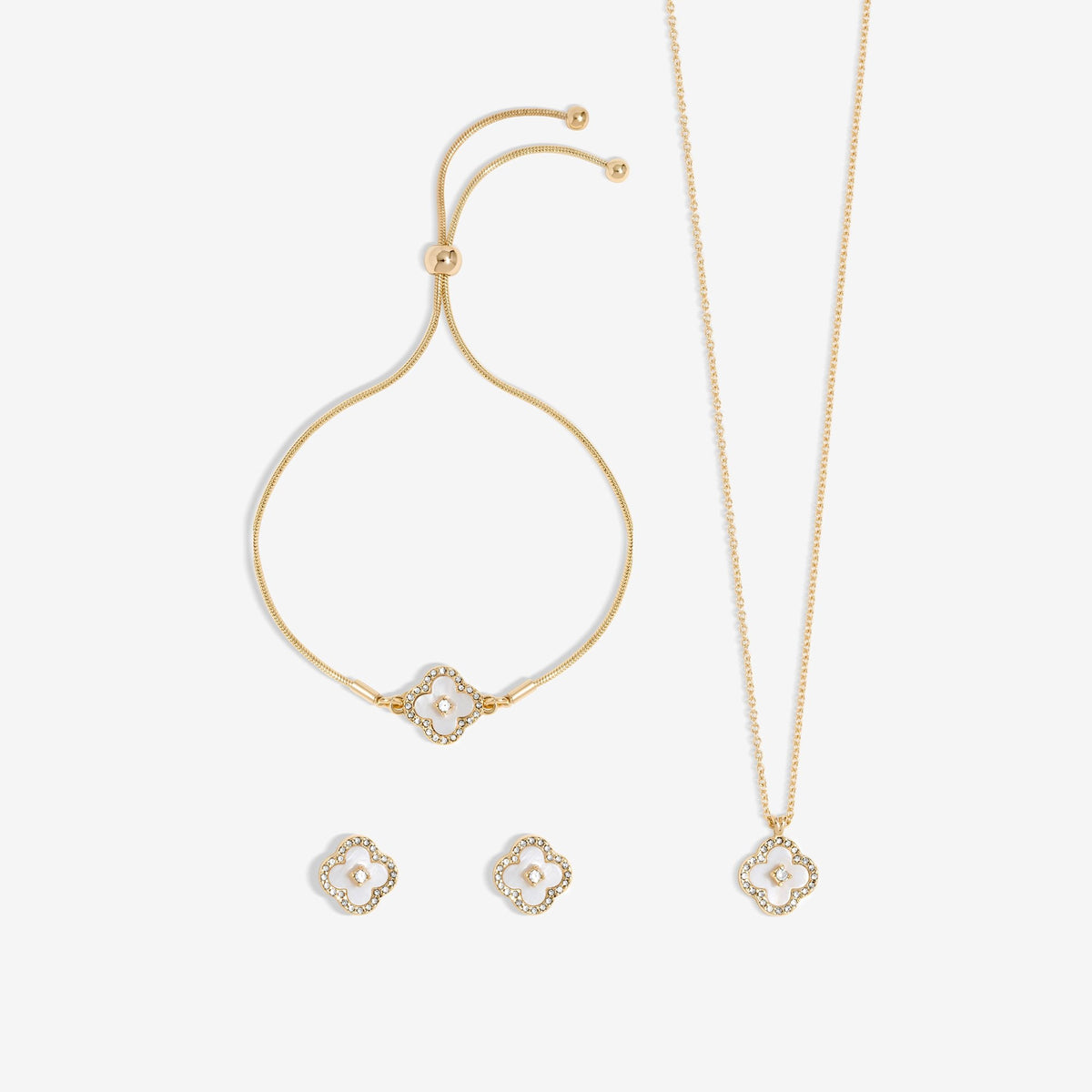 Jon Richard Gold Plated Crystal Clover Trio Set - Gift Boxed