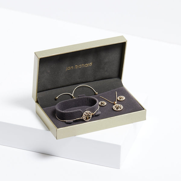 Jon Richard Gold Plated Crystal Tree Of Life Trio Set - Gift Boxed