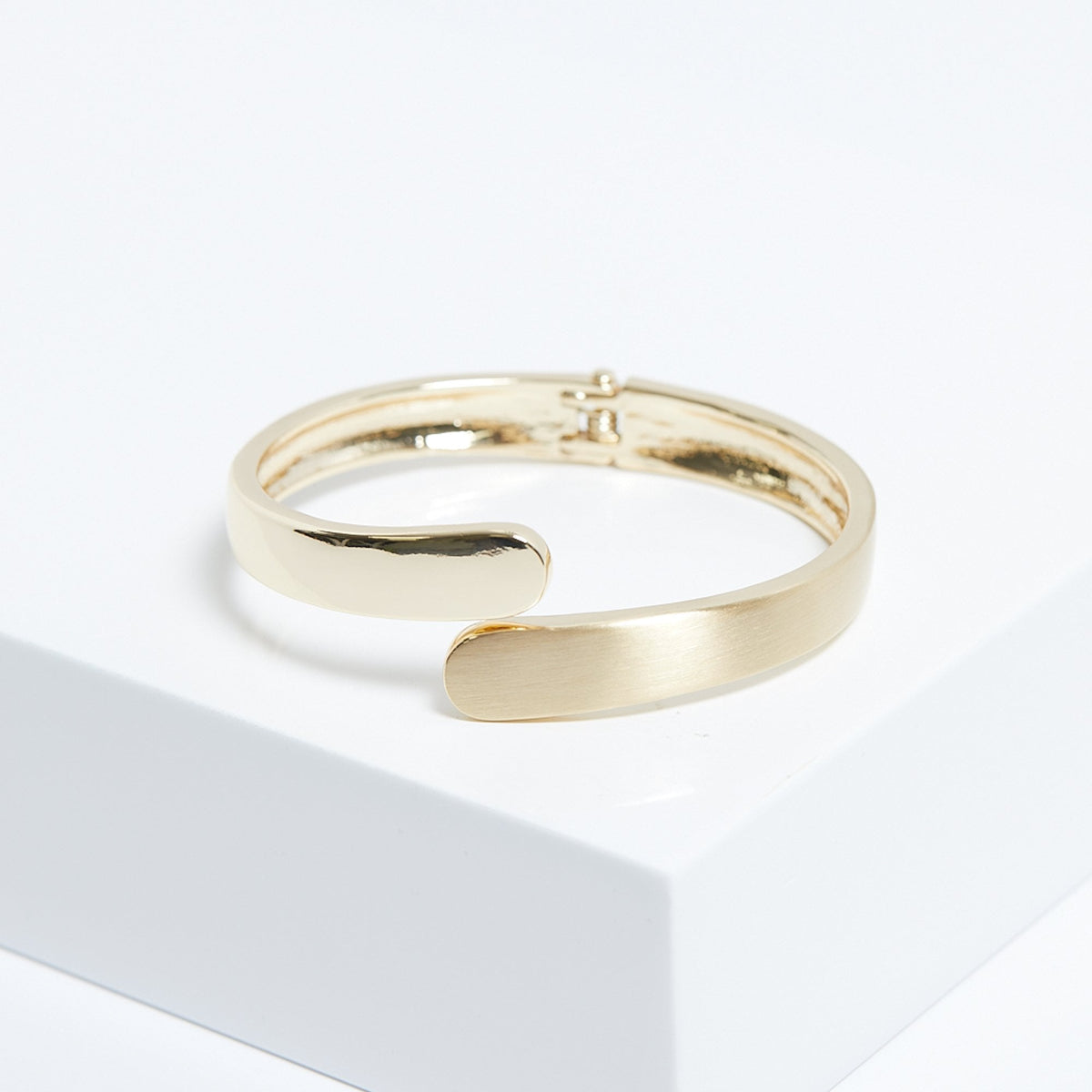 Jon Richard Gold Plated Polished And Satin Open Hinge Bangle