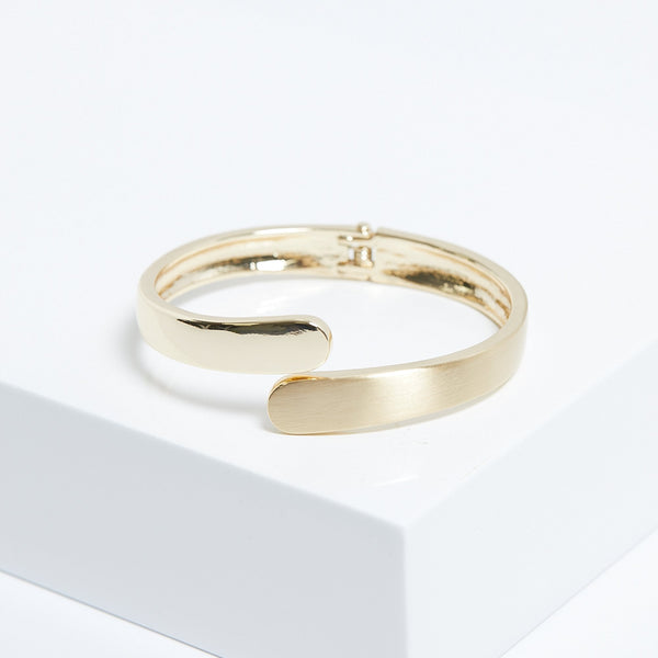 Jon Richard Gold Plated Polished And Satin Open Hinge Bangle