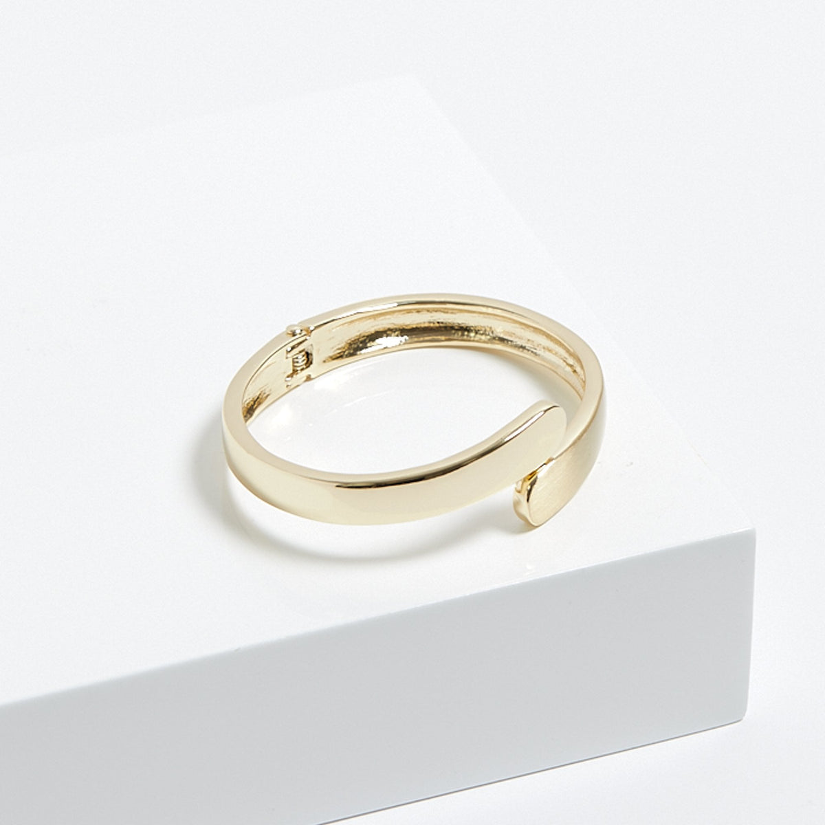 Jon Richard Gold Plated Polished And Satin Open Hinge Bangle