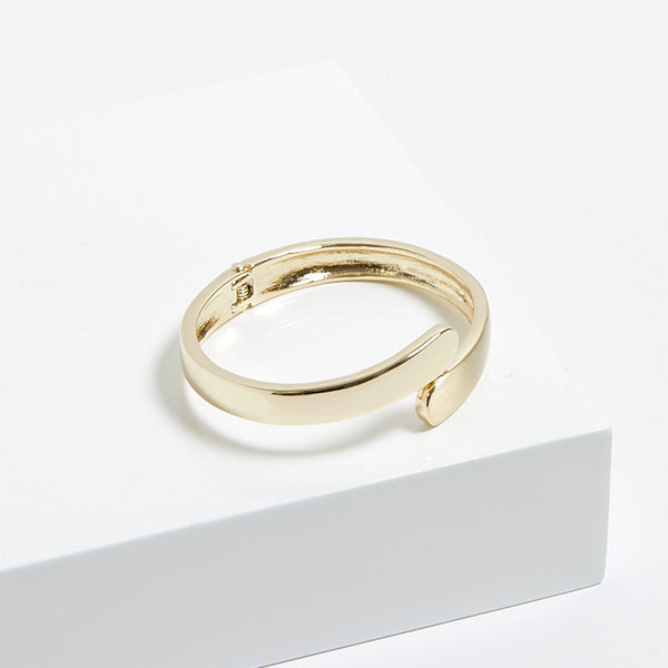 Jon Richard Gold Plated Polished And Satin Open Hinge Bangle