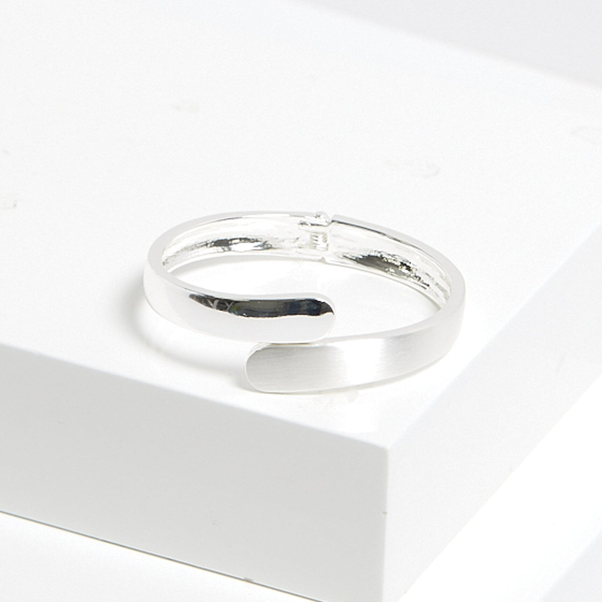 Jon Richard Silver Plated Polished And Satin Open Hinge Bangle
