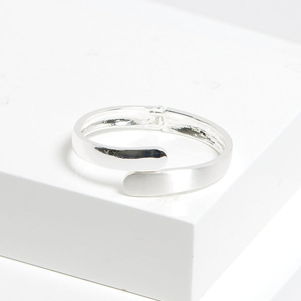 Jon Richard Silver Plated Polished And Satin Open Hinge Bangle