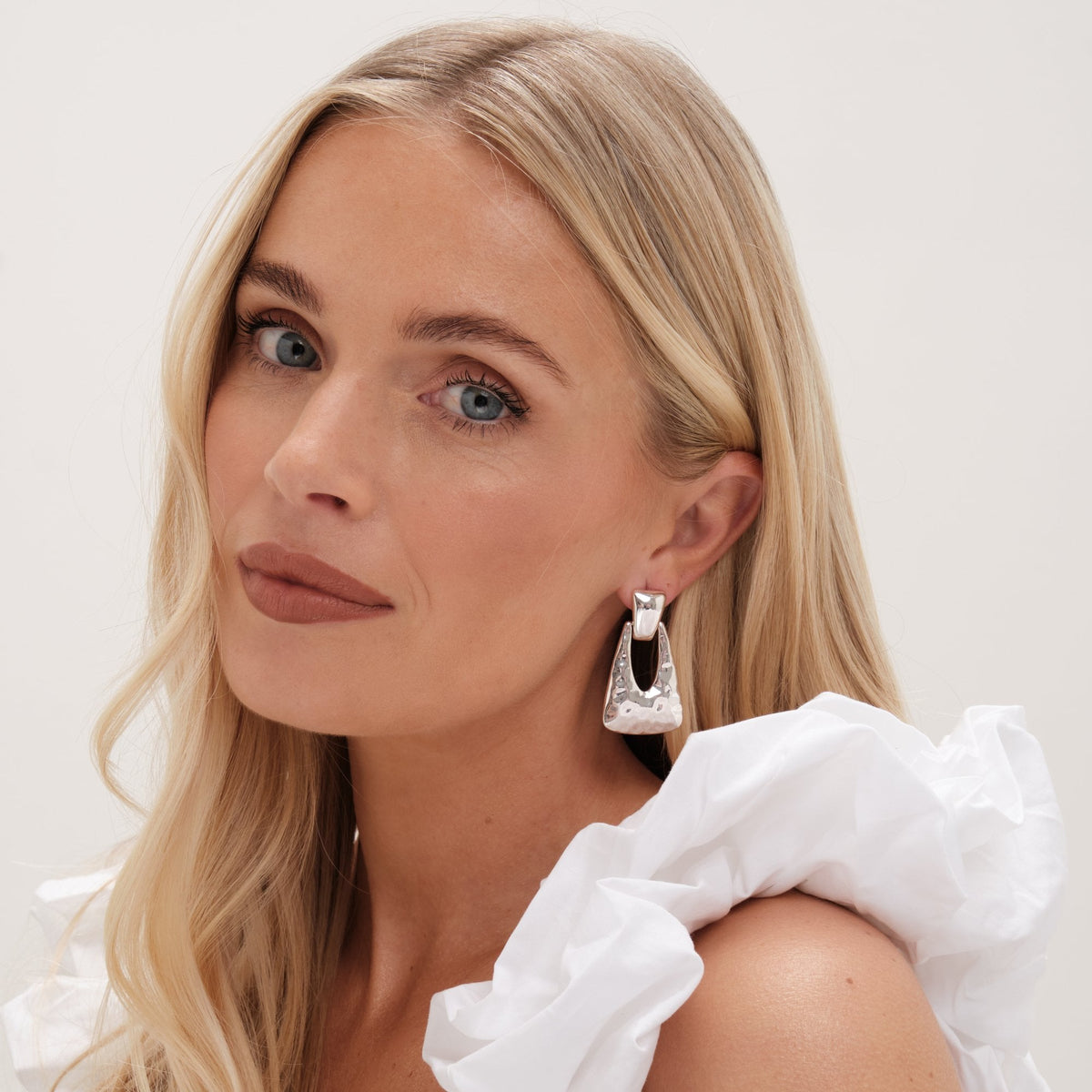Mood Silver Hammered Doorknocker Drop Earrings