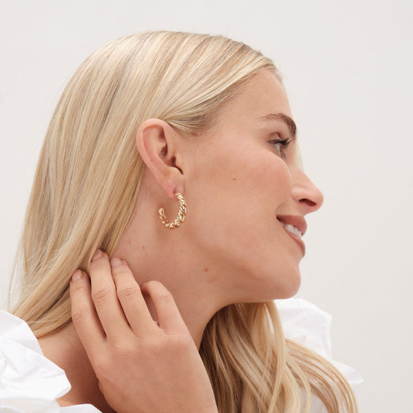 Mood Two Tone Polished Twist Hoop Earrings - Pack Of 3